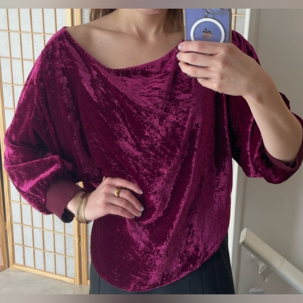 Maeve Velvet Top in Deep Burgundy
